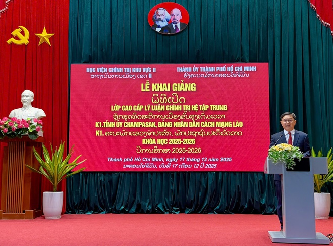 Khai giảng lớp cao cấp lý luận chính trị cho cán bộ Tỉnh ủy Champasak, Lào - Ảnh 3.