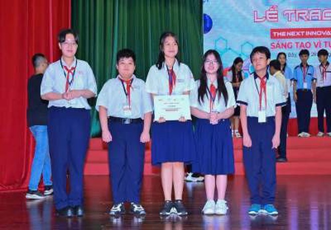 Cuộc thi "Sáng tạo vì tương lai 2025 - The Next Innovator 2025" chính thức khép lại với màn tranh tài bùng nổ của các nhà khoa học nhí. - Ảnh 8.