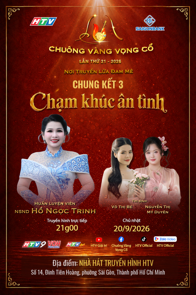 Chuông vàng vọng cổ 2026: Chung kết 3 - 21 giờ Chủ Nhật (20/9) trên kênh HTV9 - Ảnh 1.