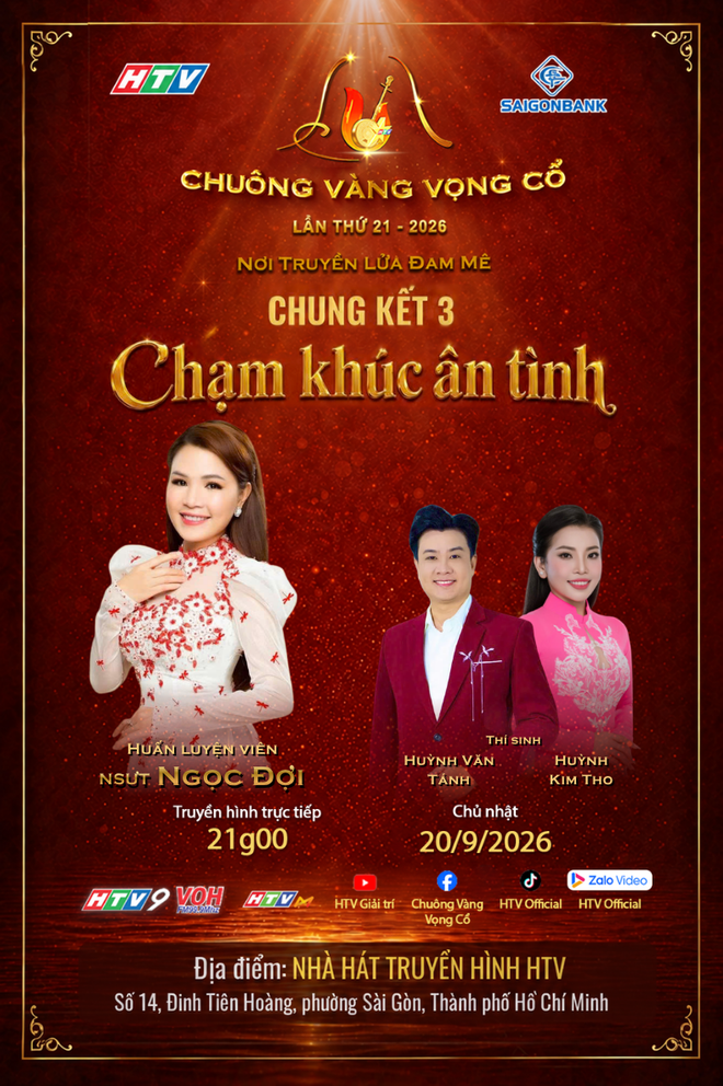 Chuông vàng vọng cổ 2026: Chung kết 3 - 21 giờ Chủ Nhật (20/9) trên kênh HTV9 - Ảnh 3.
