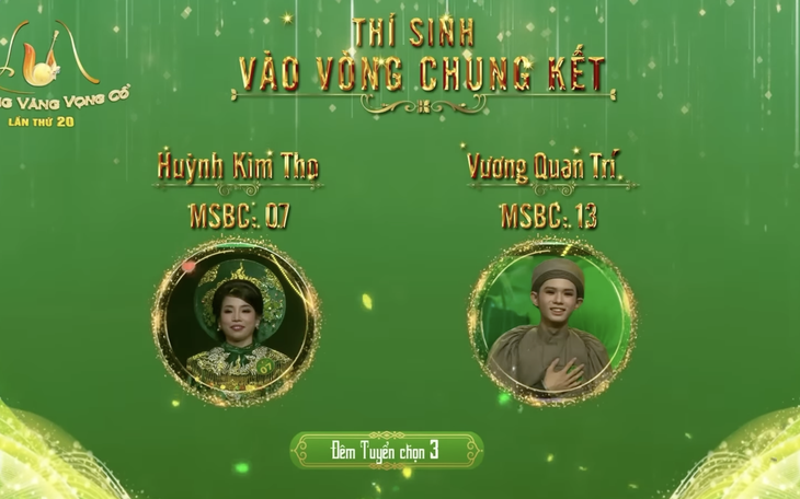 Huỳnh Kim Tho và Vương Quan Trí vào Chung kết Chuông vàng vọng cổ 2025