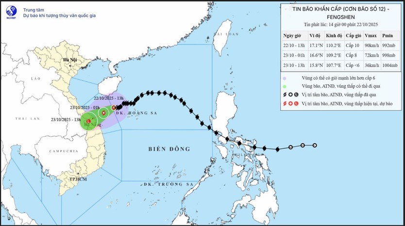 Bão số 12 tiến gần đất liền, gây mưa rất to từ Quảng Trị đến Đà Nẵng - Ảnh 1.