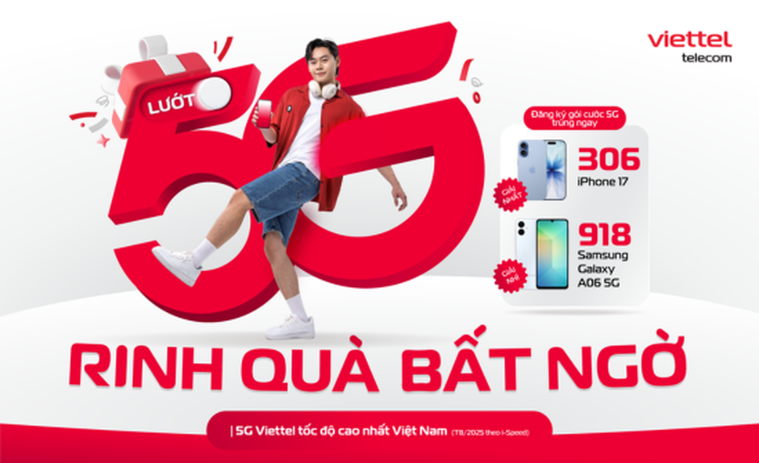 Cơ hội trúng thưởng hơn 1200 điện thoại iPhone 17 và Samsung Galaxy A06 5G khi dùng 5G Viettel - Ảnh 1.