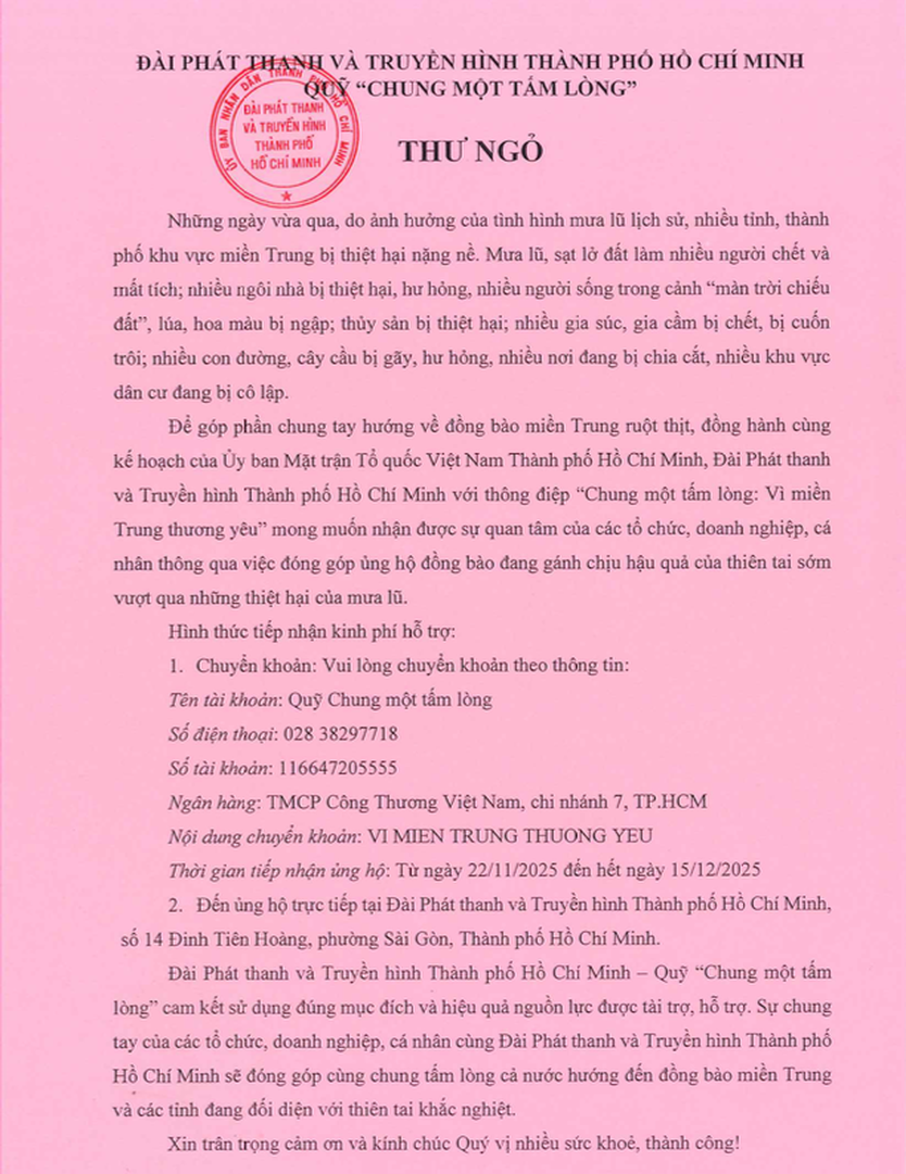 Danh sách khán giả ủng hộ quỹ “Chung một tấm lòng: Vì miền Trung thương yêu" từ ngày 22/11/2025 đến ngày 23/11/2025 - Ảnh 2.