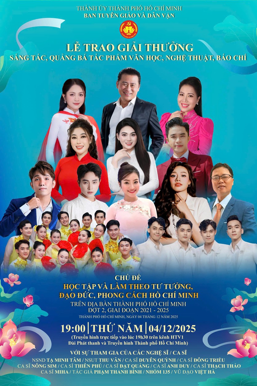 Lễ trao Giải thưởng Sáng tác, Quảng bá tác phẩm văn học nghệ thuật báo chí chủ đề "HỌC TẬP VÀ LÀM THEO TẤM GƯƠNG ĐẠO ĐỨC, PHONG CÁCH HỒ CHÍ MINH"  trên địa bàn TP.HCM đợt II, giai đoạn 2021 - 2025  - Ảnh 1.