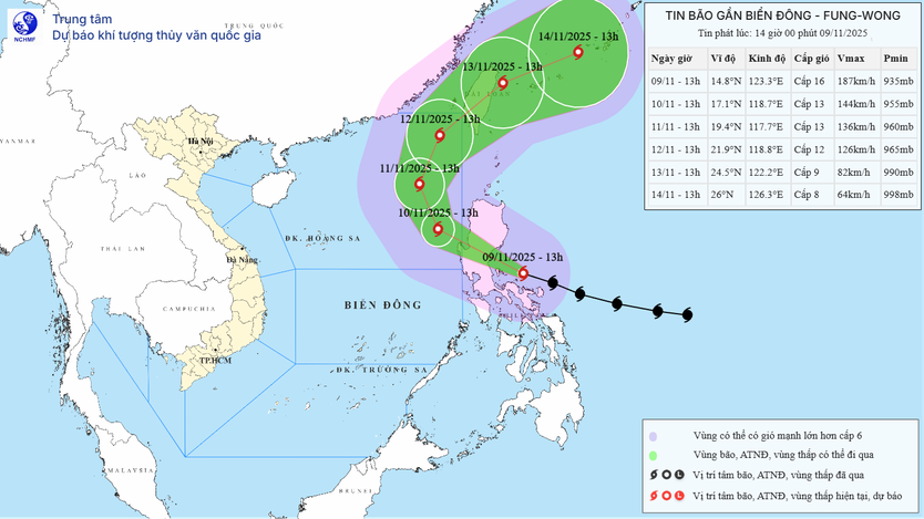Bão Fung Wong giật trên cấp 17, di chuyển nhanh- Ảnh 1.