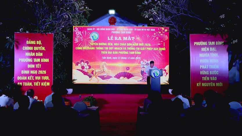Phường Tam Bình rực rỡ đón năm mới với tuyến đường đèn hoa lung linh - Ảnh 1.