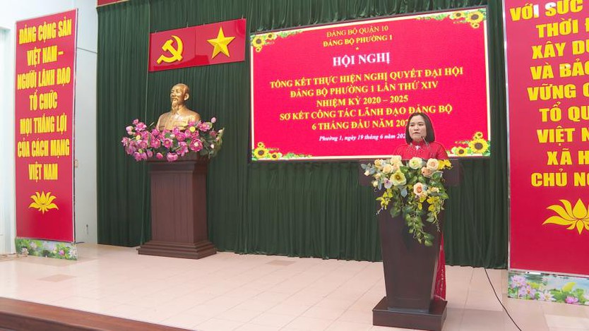 Quận 10: Hội nghị tổng kết thực hiện Nghị quyết Đại hội Đảng bộ Phường 1 nhiệm kỳ 2020-2025- Ảnh 2.