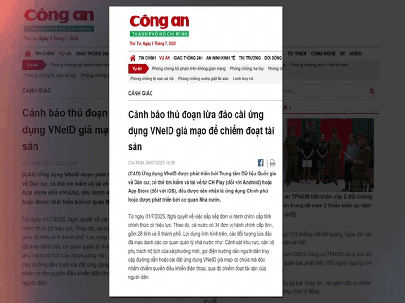 Cảnh báo tình trạng mạo danh cán bộ, chiếm đoạt tài sản qua VNeID giả mạo - Ảnh 1.