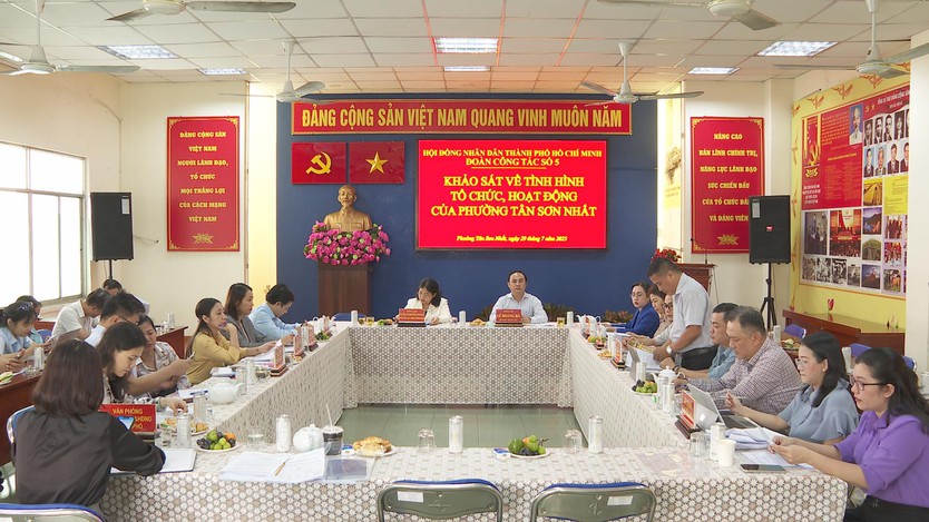 Đoàn công tác HĐND TP.HCM khảo sát hoạt động tại phường Tân Sơn Nhất - Ảnh 1.