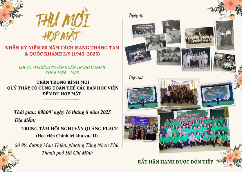 Gặp mặt truyền thống lớp A1 – Trường Tuyên huấn Trung ương II nhân kỷ niệm 80 năm Cách mạng Tháng Tám và Quốc khánh 2/9 - Ảnh 1.