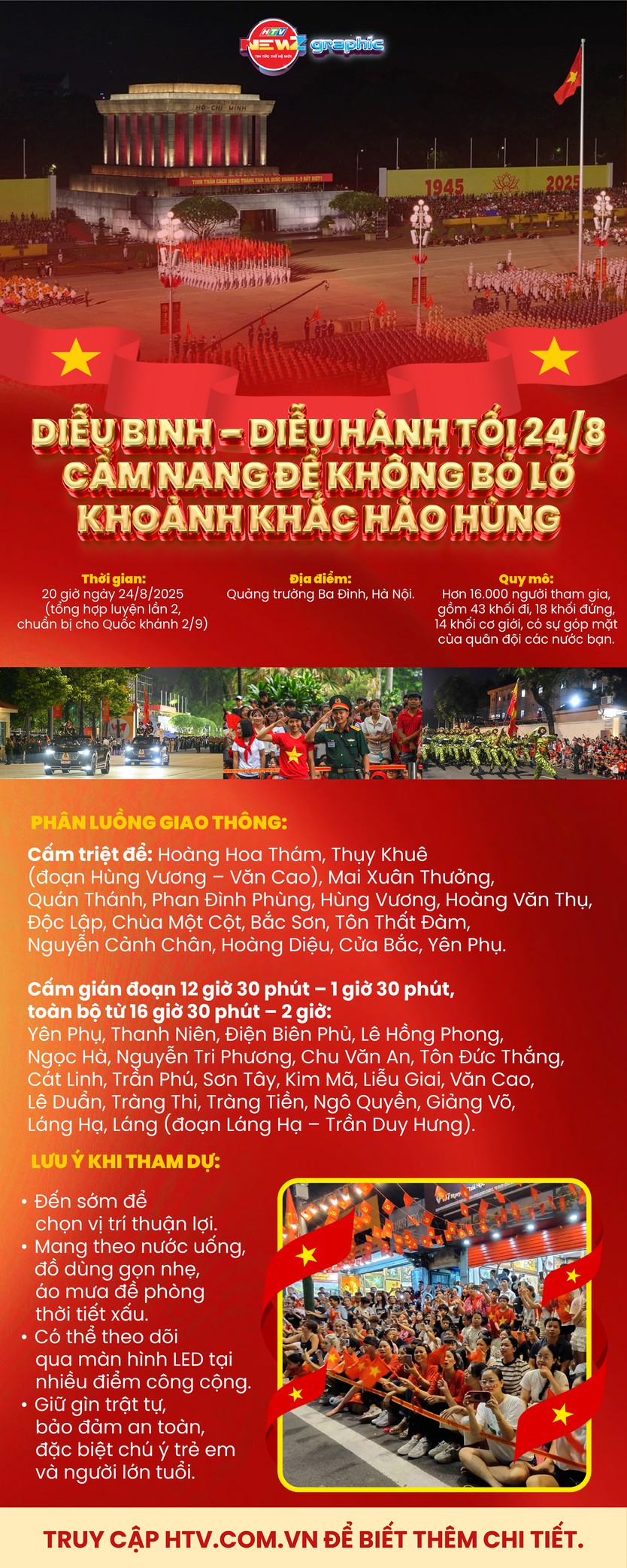 Xem diễu binh, diễu hành tối nay 24/8: Cẩm nang giúp bạn không bỏ lỡ phút giây hào hùng - Ảnh 1.
