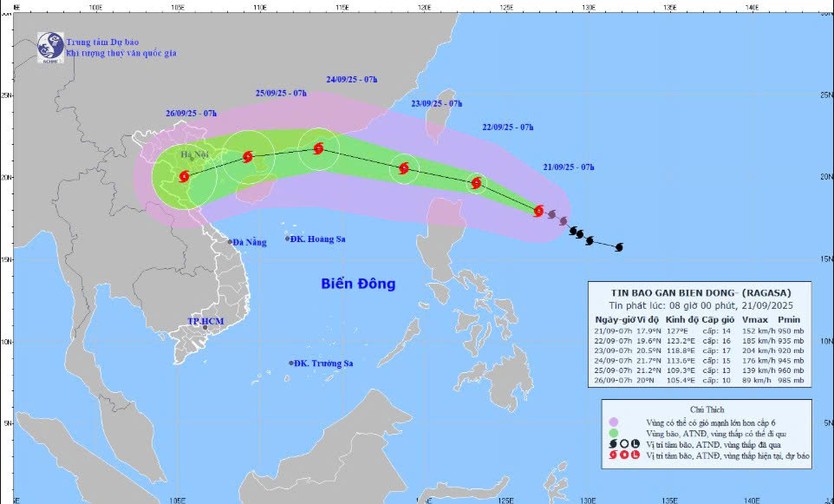Dự báo bão Ragasa gây nguy cơ thiên tai cấp 4 trên Biển Đông - Ảnh 1.