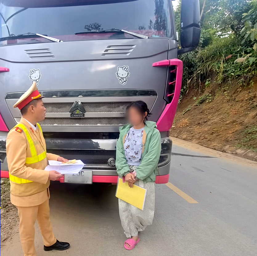 Phạt nữ TikToker dừng xe tải giữa đường để tranh luận việc 'nháy đèn' - Ảnh 2.