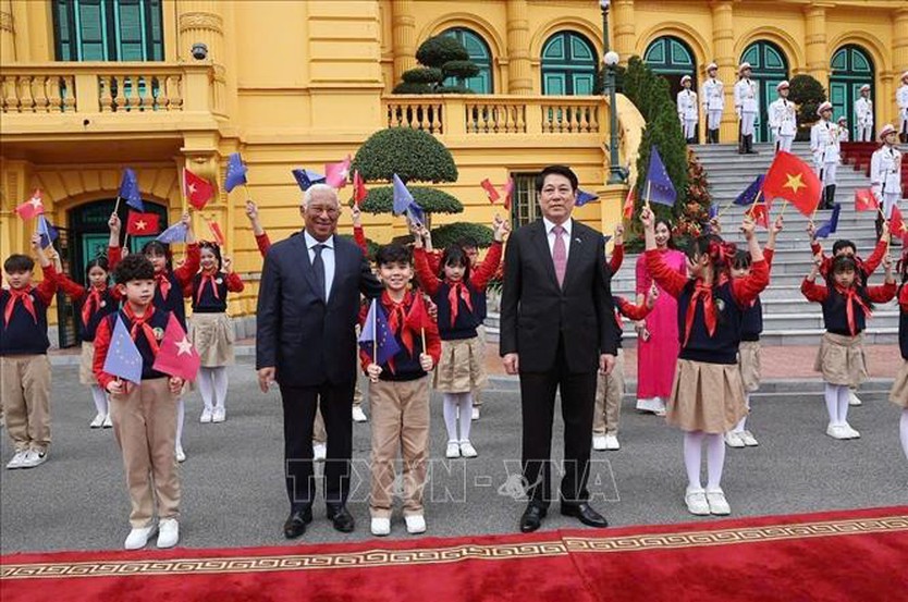 Chủ tịch nước Lương Cường chủ trì lễ đón chính thức Chủ tịch Hội đồng châu Âu- Ảnh 3.