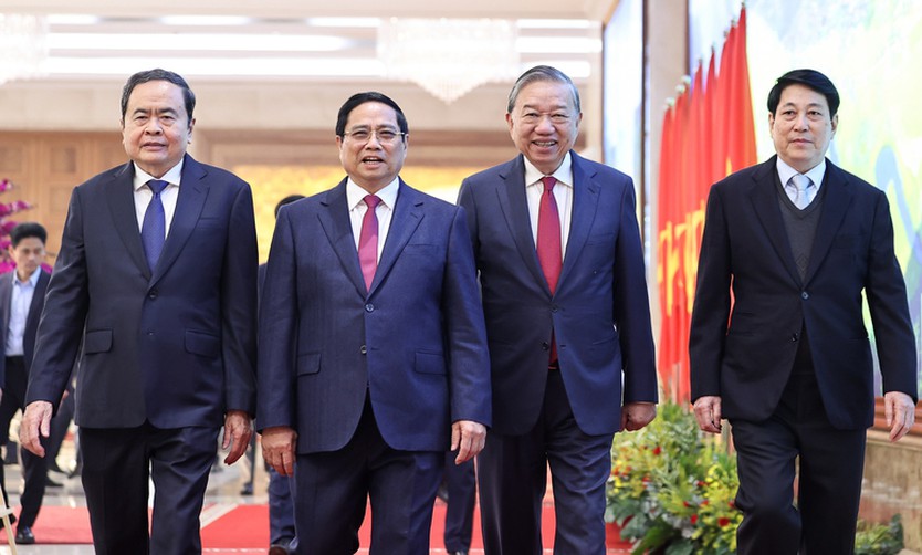 Tổng Bí thư Tô Lâm và các đồng chí lãnh đạo chủ chốt dự Hội nghị toàn quốc Chính phủ và chính quyền địa phương- Ảnh 1.