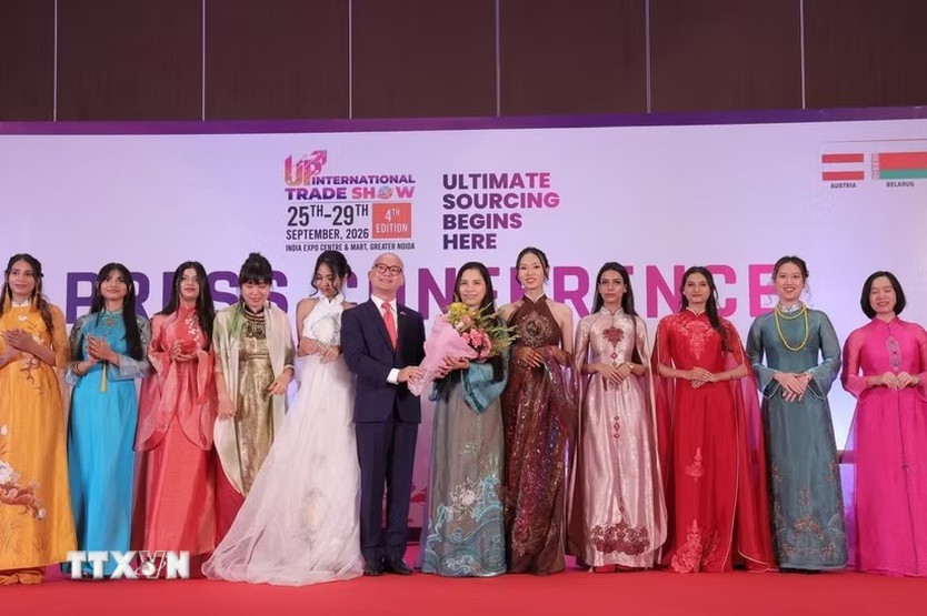 Áo dài Việt tỏa sáng tại Ấn Độ, đưa sắc Việt đến gần bạn bè quốc tế - Ảnh 1.