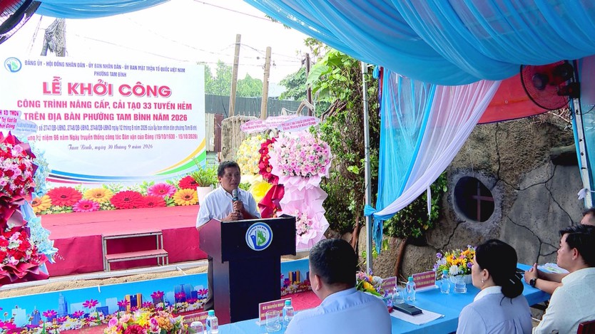 Tam Bình khởi công nâng cấp, cải tạo 33 tuyến hẻm - Ảnh 2.