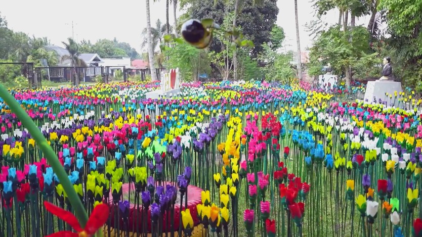 Philippines: Hoa tulip làm từ rác thải nhựa - Ảnh 2.