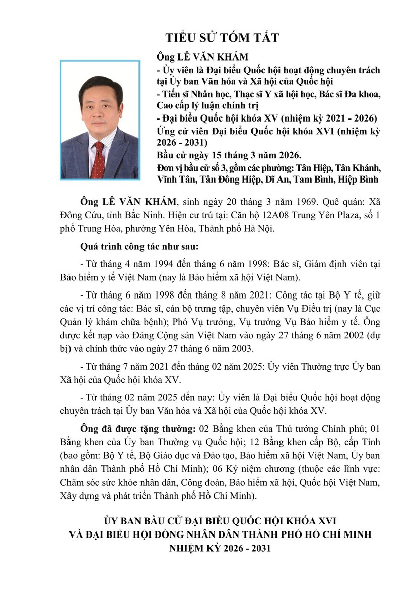 Tóm tắt tiểu sử ông Lê Văn Khảm ứng cử Đại biểu Quốc hội Khóa XVI- Ảnh 1.