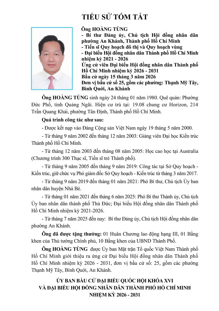 Tóm tắt tiểu sử ông Hoàng Tùng ứng cử Hội đồng nhân dân TP. Hồ Chí Minh Khóa XI - Ảnh 1.