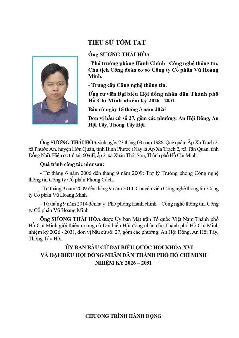 Tóm tắt tiểu sử ông/bà XXX ứng cử Hội đồng nhân dân TP. Hồ Chí Minh Khóa XI - Ảnh 1.