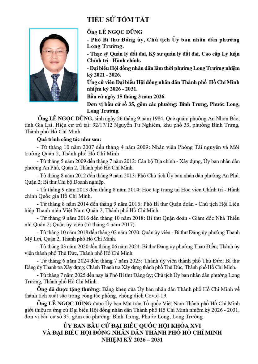 Tóm tắt tiểu sử ông/bà XXX ứng cử Hội đồng nhân dân TP. Hồ Chí Minh Khóa XI - Ảnh 1.
