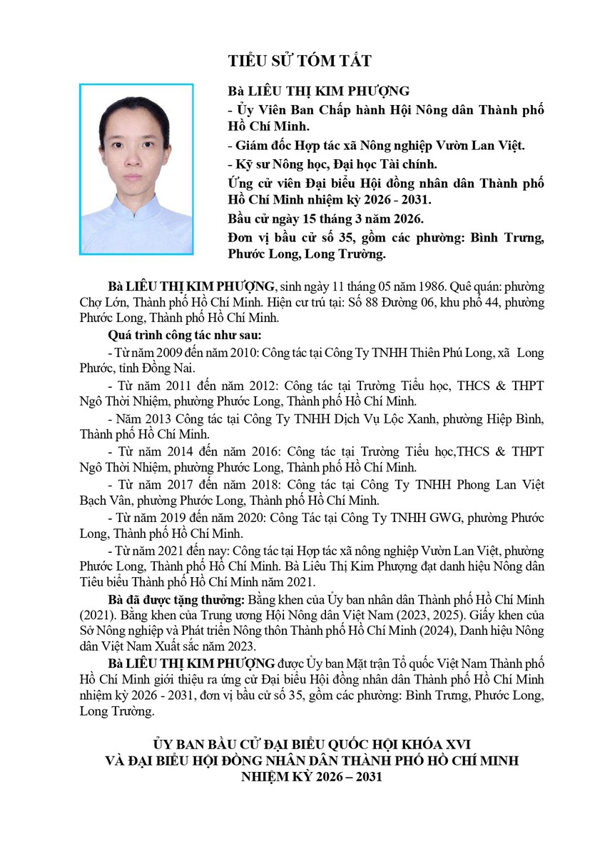 Tóm tắt tiểu sử ông/bà XXX ứng cử Hội đồng nhân dân TP. Hồ Chí Minh Khóa XI - Ảnh 2.
