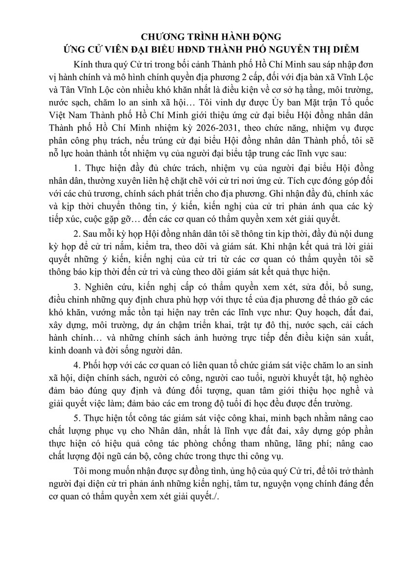 Tóm tắt tiểu sử bà Nguyễn Thị Diễm ứng cử Hội đồng nhân dân TP. Hồ Chí Minh Khóa XI - Ảnh 2.