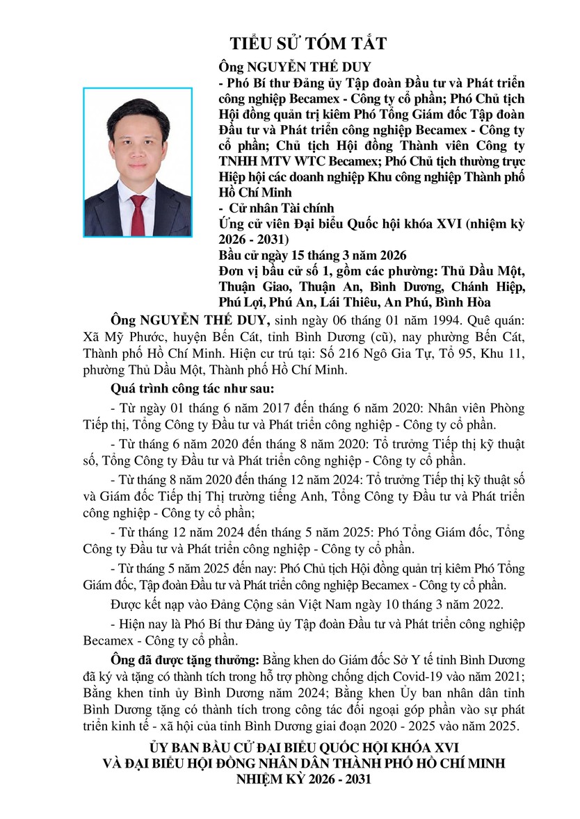 Tóm tắt tiểu sử ông Nguyễn Thế Duy ứng cử Đại biểu Quốc hội Khóa XVI - Ảnh 2.