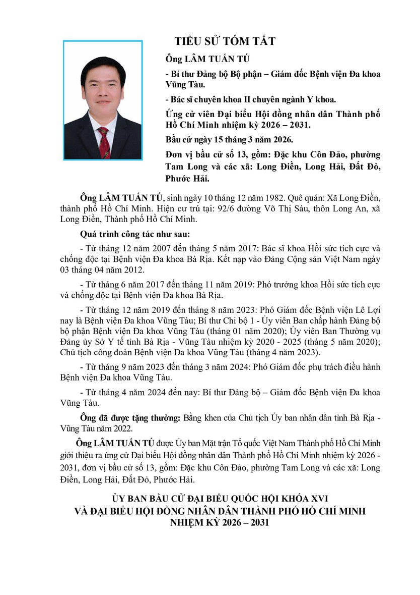Tóm tắt tiểu sử ông Lâm Tuấn Tú ứng cử Hội đồng nhân dân TP. Hồ Chí Minh Khóa XI - Ảnh 1.