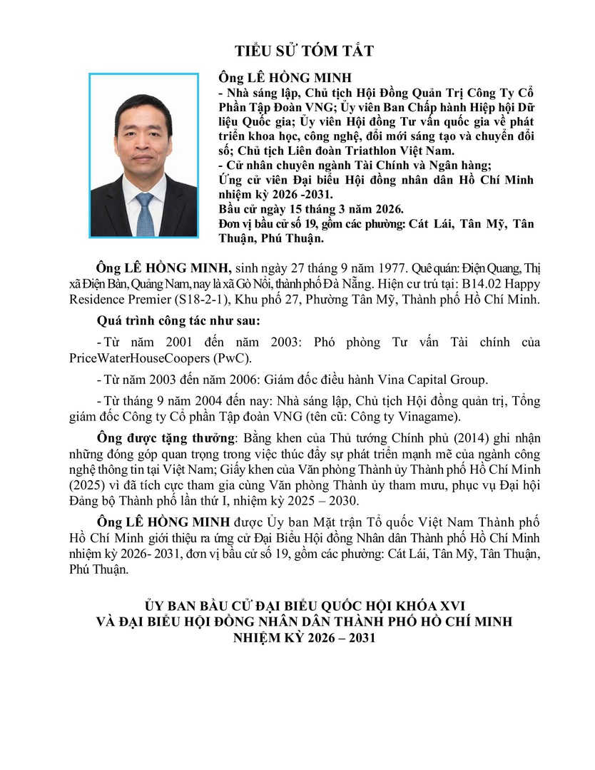 Tóm tắt tiểu sử ông/bà XXX ứng cử Hội đồng nhân dân TP. Hồ Chí Minh Khóa XI - Ảnh 1.