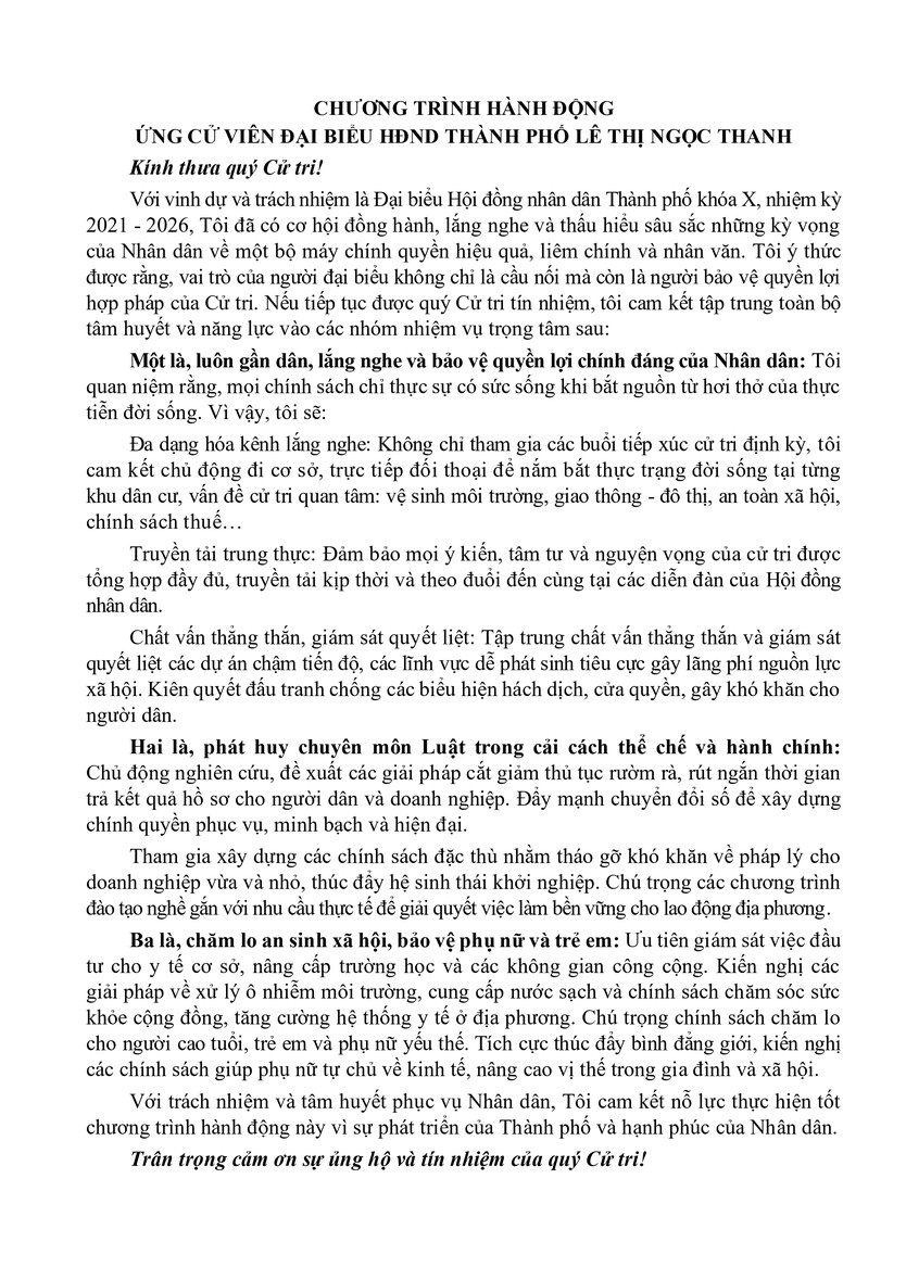 Tóm tắt tiểu sử ông Lê Thị Ngọc Thanh ứng cử Hội đồng nhân dân TP. Hồ Chí Minh Khóa XI - Ảnh 2.