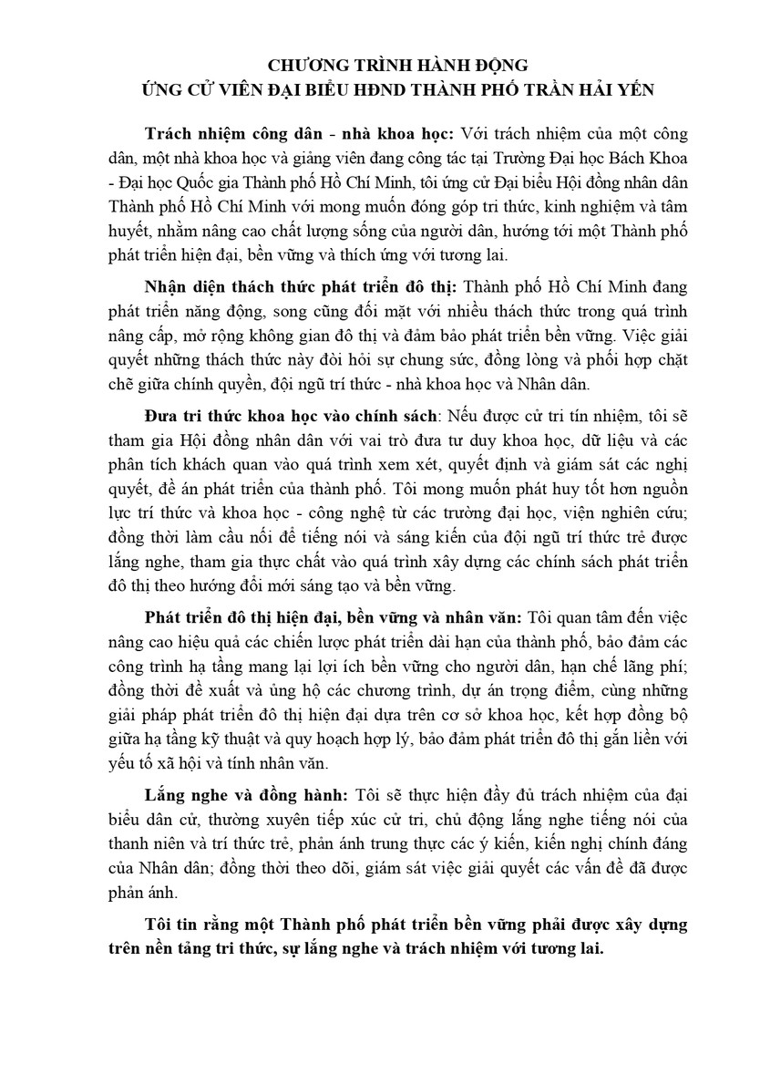 Tóm tắt tiểu sử bà Trần Hải Yến ứng cử Hội đồng nhân dân TP. Hồ Chí Minh Khóa XI - Ảnh 2.