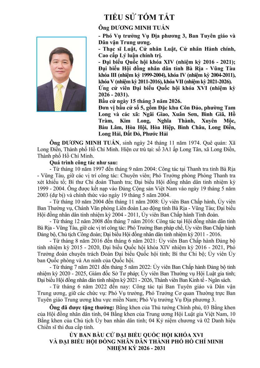 Tóm tắt tiểu sử ông Dương Minh Tuấn ứng cử Đại biểu Quốc hội Khóa XVI - Ảnh 1.