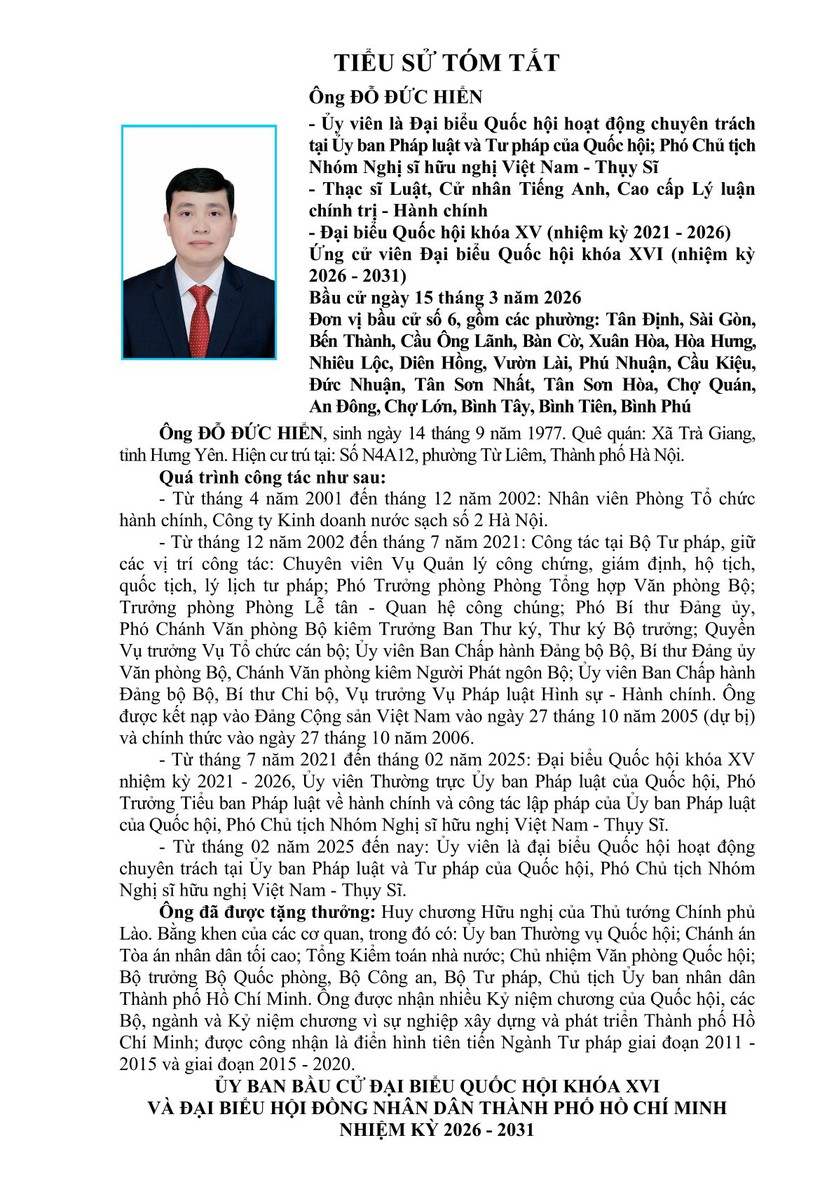 Tóm tắt tiểu sử ông Đỗ Đức Hiển ứng cử Đại biểu Quốc hội Khóa XVI - Ảnh 1.