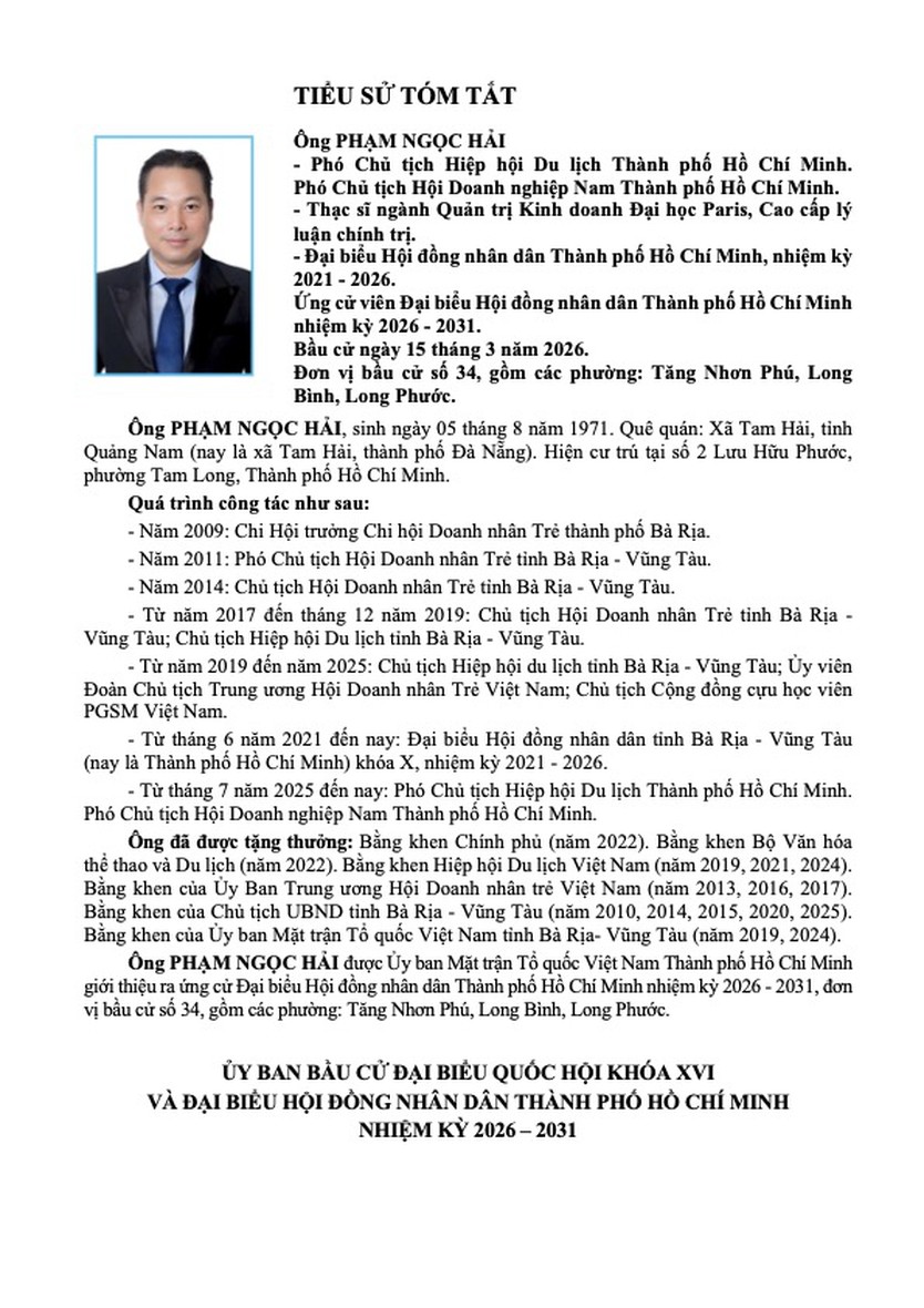 Tóm tắt tiểu sử ông Phạm Ngọc Hải ứng cử Hội đồng nhân dân TP. Hồ Chí Minh Khóa XI - Ảnh 1.