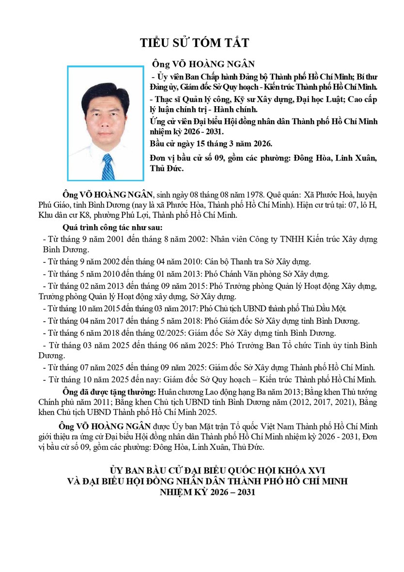 Tóm tắt tiểu sử ông Võ Hoàng Ngân ứng cử Hội đồng nhân dân TP. Hồ Chí Minh Khóa XI- Ảnh 1.
