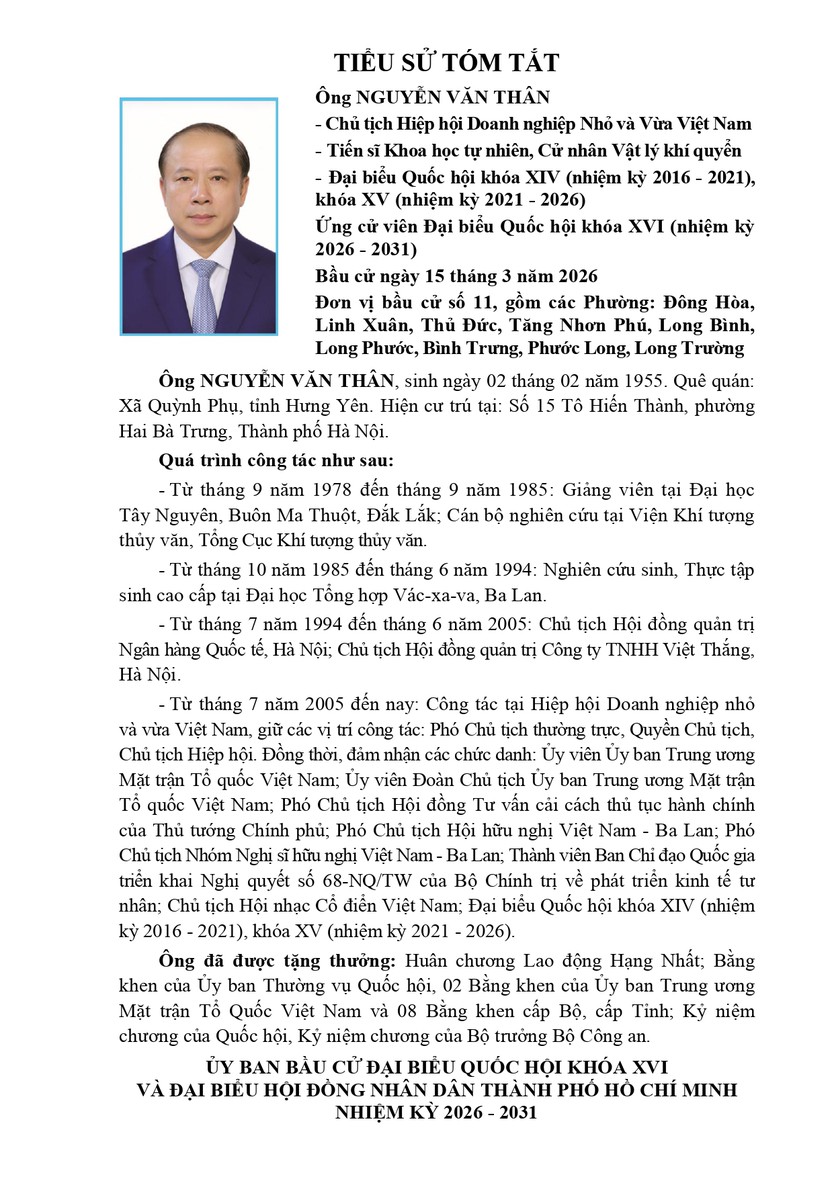 Tóm tắt tiểu sử ông Nguyễn Văn Thân ứng cử Đại biểu Quốc hội Khóa XVI - Ảnh 1.