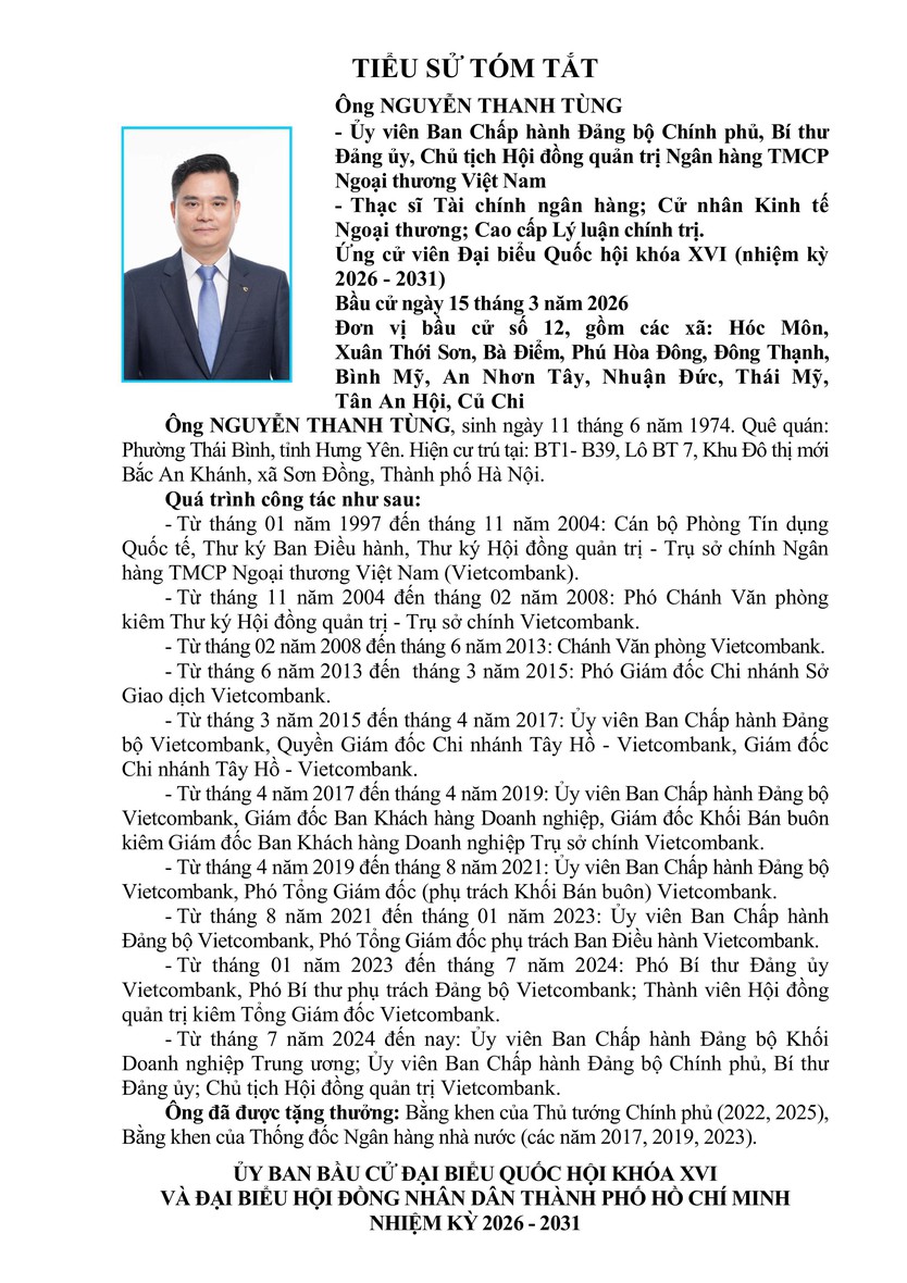 Tóm tắt tiểu sử ông Nguyễn Thanh Tùng ứng cử Đại biểu Quốc hội Khóa XVI - Ảnh 1.