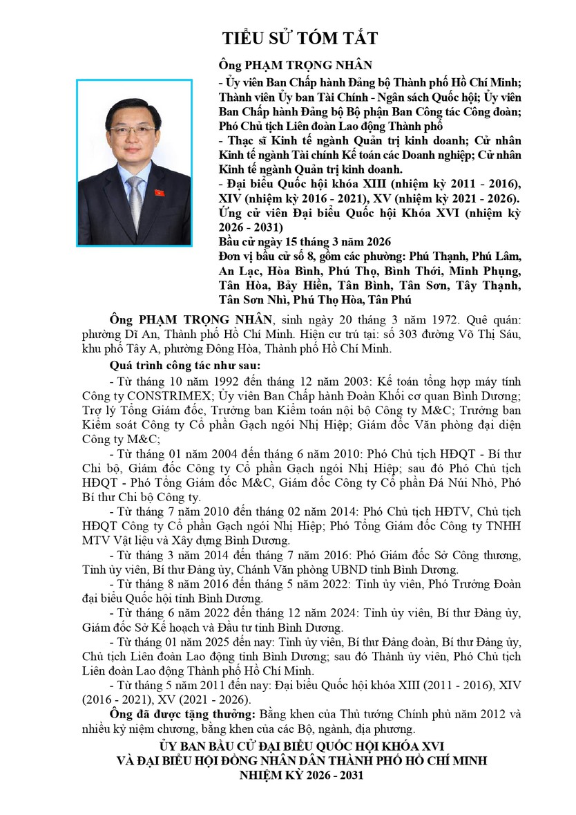 Tóm tắt tiểu sử ông Phạm Trọng Nhân ứng cử Đại biểu Quốc hội Khóa XVI - Ảnh 1.