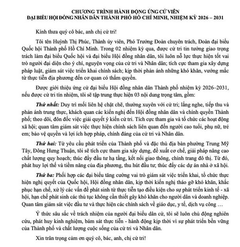 Bà Huỳnh Thị Phúc trúng cử Đại biểu Hội đồng nhân dân TP. Hồ Chí Minh Khóa XI nhiệm kỳ 2026 - 2031 - Ảnh 2.