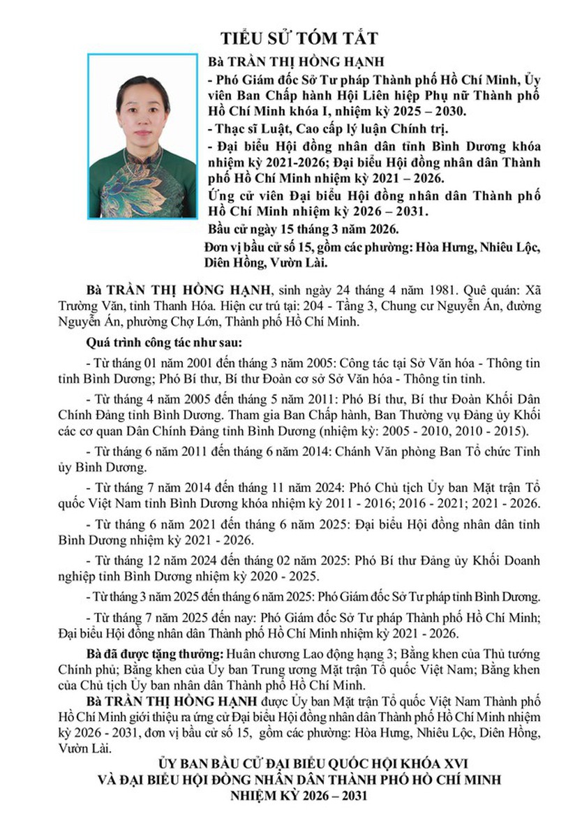 Bà Nguyễn Khoa Diệu An trúng cử Đại biểu Hội đồng nhân dân TP. Hồ Chí Minh Khóa XI nhiệm kỳ 2026 - 2031 - Ảnh 1.