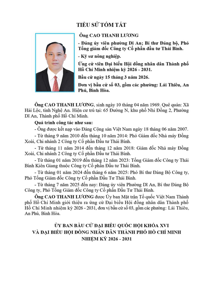 Ông Cao Thanh Lương trúng cử Đại biểu Hội đồng nhân dân TP. Hồ Chí Minh Khóa XI nhiệm kỳ 2026 - 2031 - Ảnh 1.