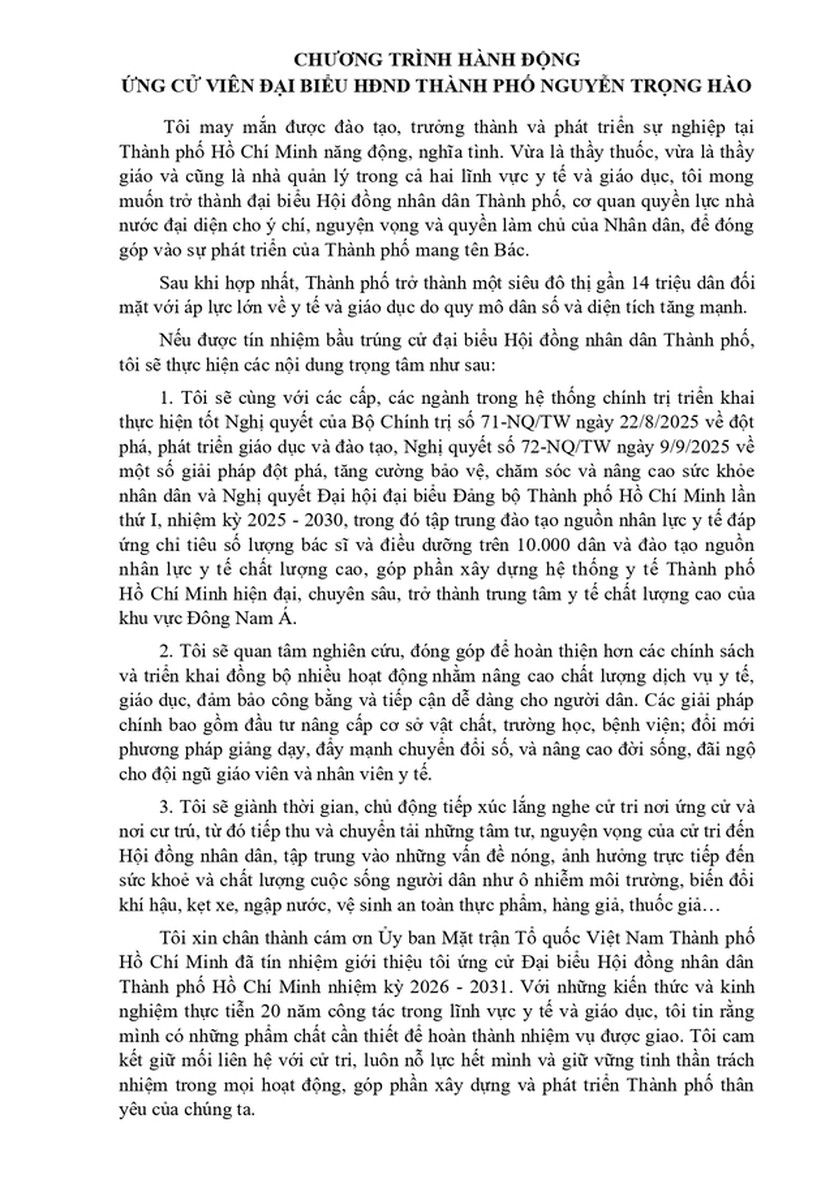  Ông Nguyễn Trọng Hào trúng cử Đại biểu Hội đồng nhân dân TP. Hồ Chí Minh Khóa XI nhiệm kỳ 2026 - 2031 - Ảnh 2.