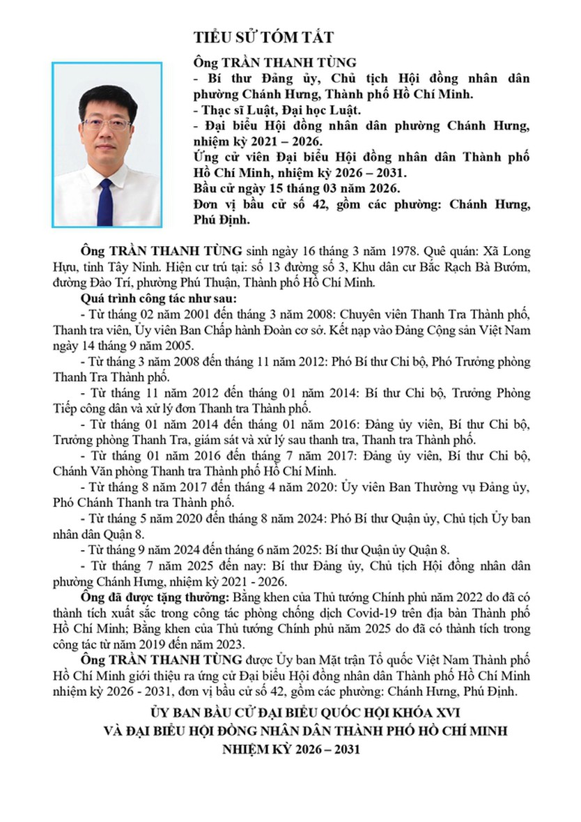 Ông Trần Thanh Tùng trúng cử Đại biểu Hội đồng nhân dân TP. Hồ Chí Minh Khóa XI nhiệm kỳ 2026 - 2031 - Ảnh 2.