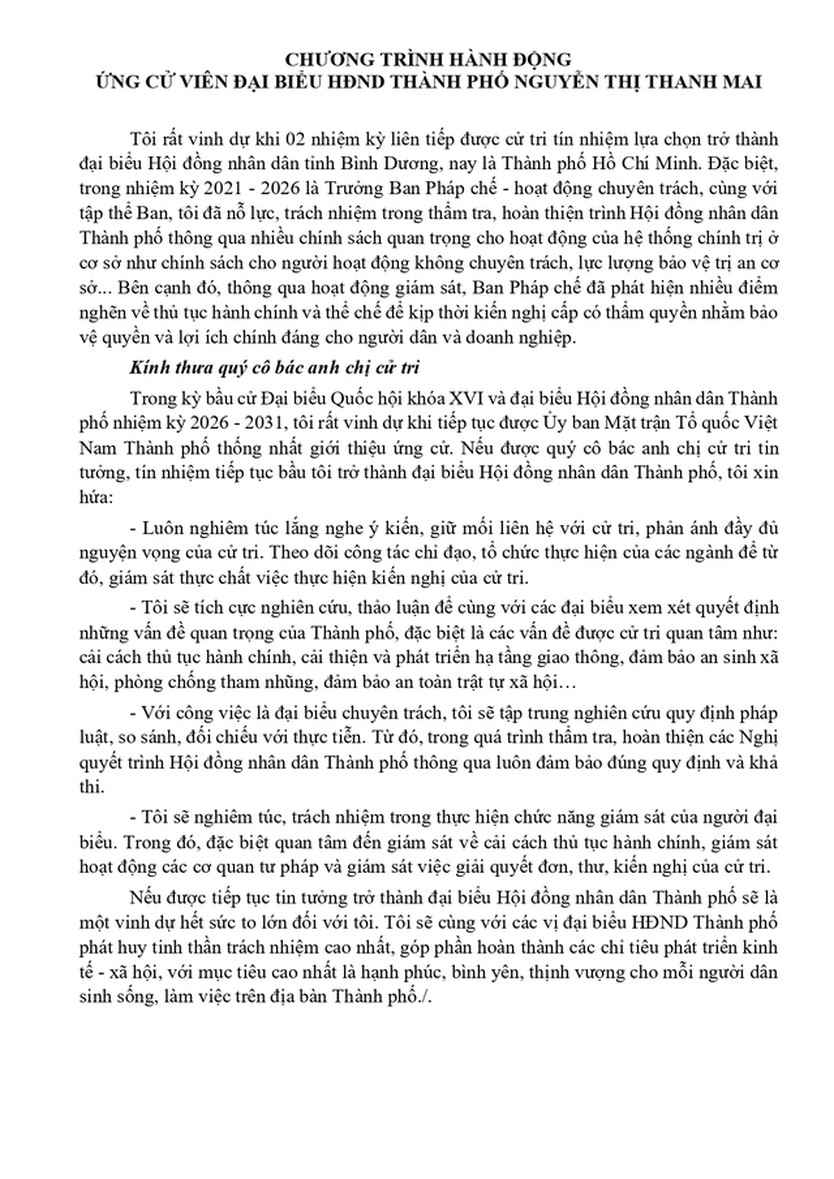Bà Nguyễn Thị Thanh Mai trúng cử Đại biểu Hội đồng nhân dân TP. Hồ Chí Minh Khóa XI nhiệm kỳ 2026 - 2031 - Ảnh 2.