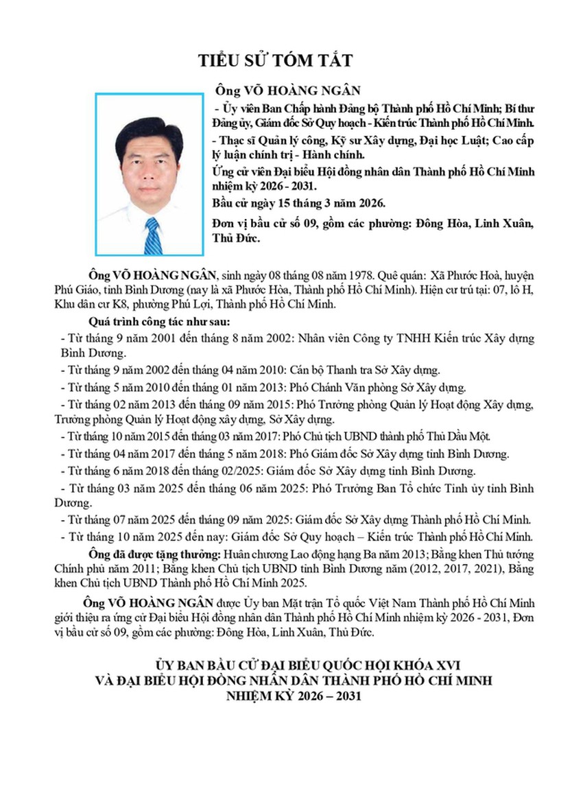 Ông Võ Hoàng Ngân trúng cử Đại biểu Hội đồng nhân dân TP. Hồ Chí Minh Khóa XI nhiệm kỳ 2026 - 2031 - Ảnh 1.