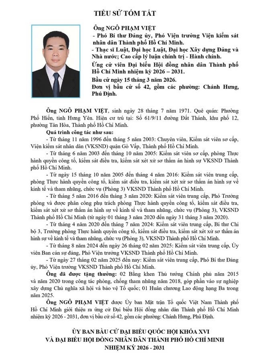 Ông Ngô Phạm Việt ứng cử Đại biểu Hội đồng nhân dân TP. Hồ Chí Minh Khóa XI - Ảnh 1.