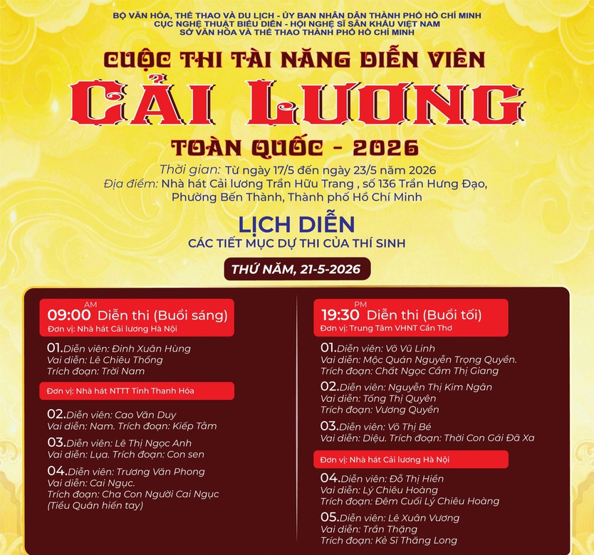 Sôi động cuộc thi Tài năng diễn viên cải lương toàn quốc 2026  - Ảnh 1.